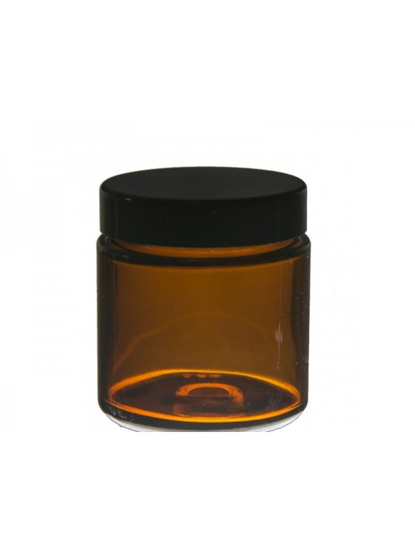  JAR 100 ML AMBER GLASS- BLACK CAP