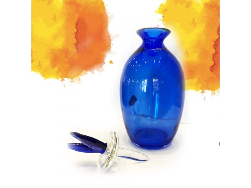 Mourano Bottle 14 cm blue with lid