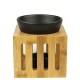 Essential oil burner - wood - black bowl
